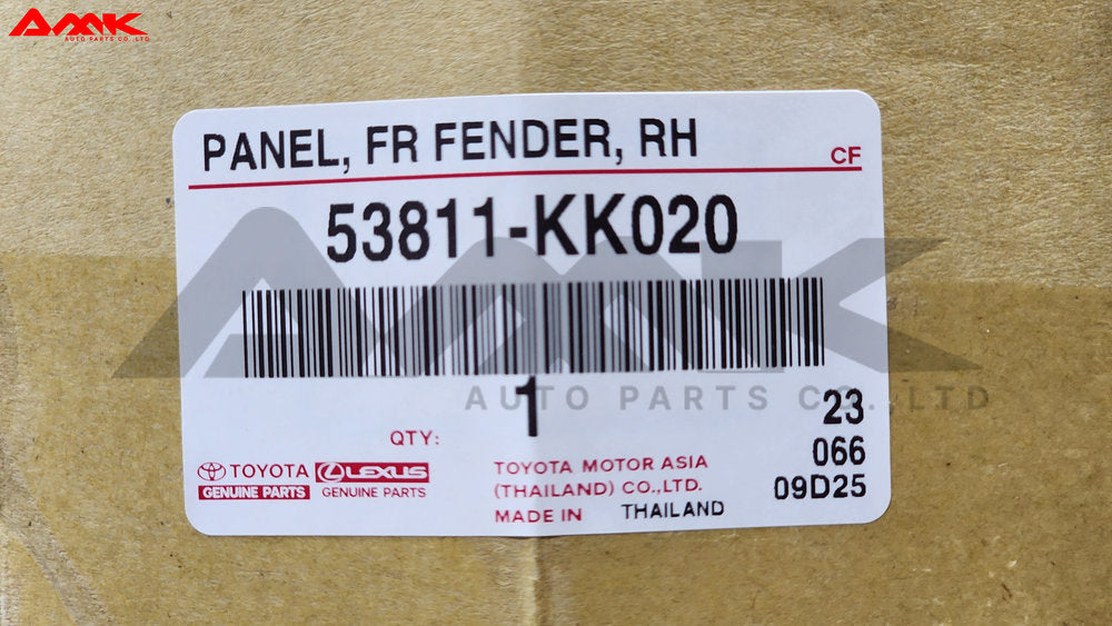 TOYOTA PANEL, FR FENDER, RH 53811-KK020