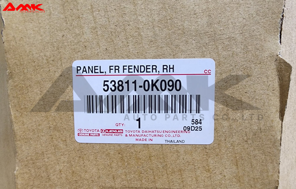 TOYOTA PANEL, FR FENDER, RH 53811-0K090