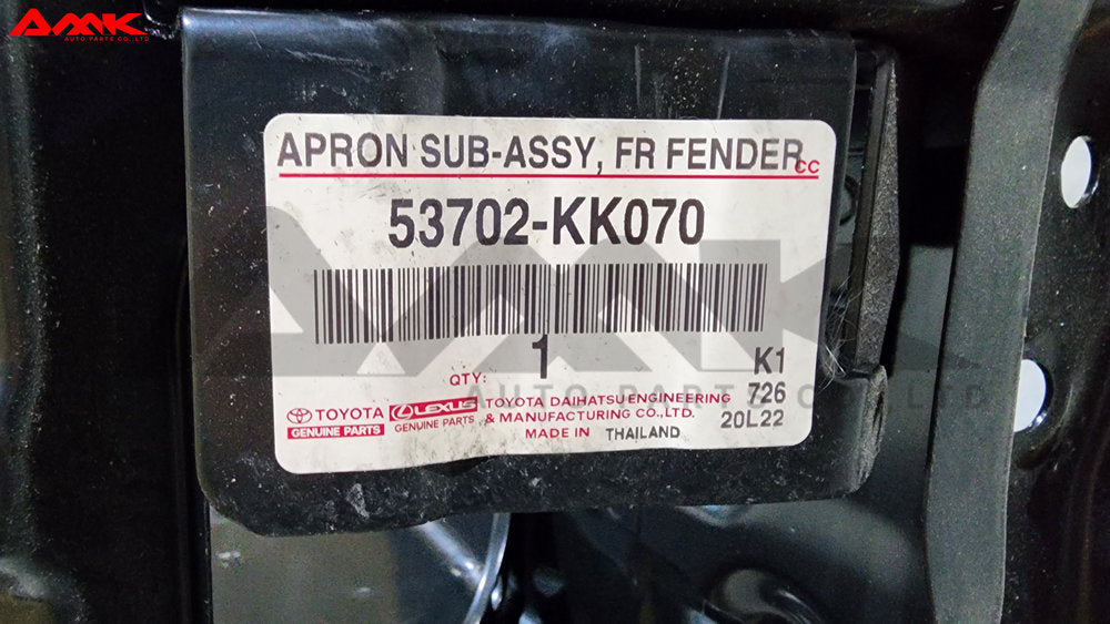 TOYOTA APRON SUB-ASSY, FR FENDER, LH 53702-KK070
