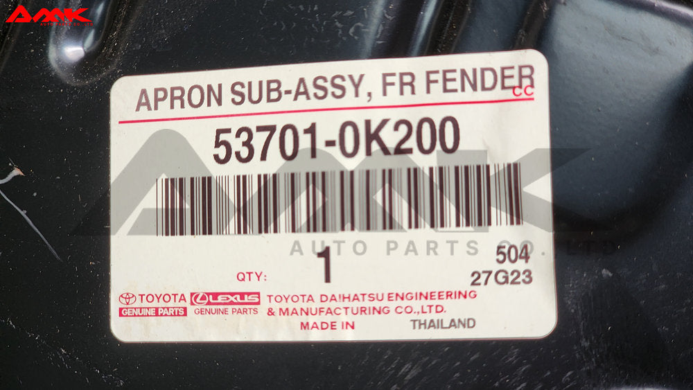 TOYOTA APRON SUB-ASSY, FR FENDER, RH 53701-0K200