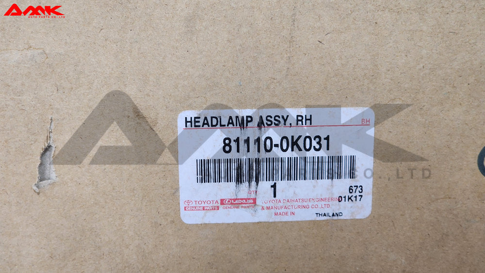 TOYOTA HEADLAMP ASSY, RH 81110-0K031