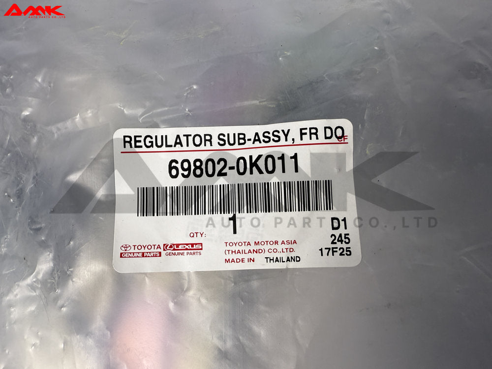TOYOTA REGULATOR SUB-ASSY, FR DOOR PWR WDO, LH 69802-0K011
