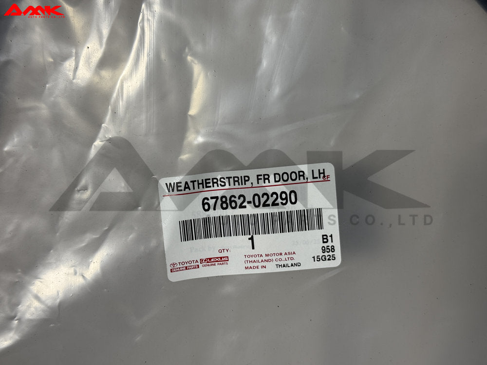 TOYOTA WEATHERSTRIP, FR DOOR, LH 67862-02290